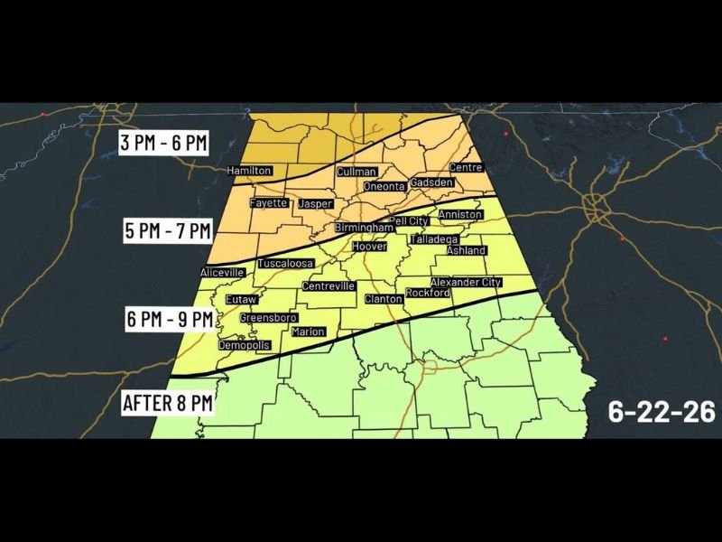 First Alert Weather Day Declared for Alabama Monday as Damaging Winds Isolated Tornado and Flooding Threaten State From North to South Beginning at 3 PM