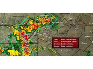 Flash Flood Warning Issued Until 5 AM for Bandera and Medina Counties as 3 Inches of Rain Falls Near Hondo and Boerne Texas