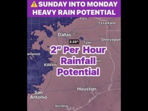 Flash Flooding Threat Surges Across North Texas Sunday Into Monday as Rainfall Rates Hit 2 Inches Per Hour and a Stalling Front Targets Dallas Tyler and Killeen