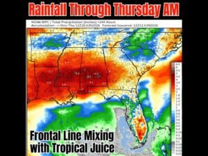 Heavy Rainfall Totals Up to 5 Inches Threatening Mississippi Alabama and Louisiana Through Thursday as Frontal Line Mixes With Tropical Moisture Bringing Isolated Flooding Risk