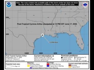 Heavy Tropical Rain Isolated Tornadoes and Coastal Flooding Threaten South Carolina as Post-Tropical Arthur Surges Northeast Through Friday