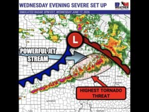 Highest Tornado Threat Targets Central and Northern Illinois Into Indiana Wednesday as Powerful Jet Stream Fuels Severe Storm Outbreak