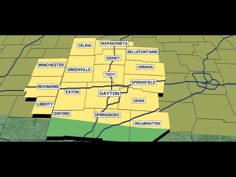 Level 2 Severe Weather Risk Upgraded Across Miami Valley Ohio With Damaging Winds the Primary Threat for Dayton Springfield and Troy Saturday Afternoon