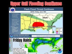 Moderate Flash Flood Risk Targets Louisiana Mississippi Alabama and Florida Panhandle Friday as Saturated Grounds Brace for 1 to 3 More Inches of Rain
