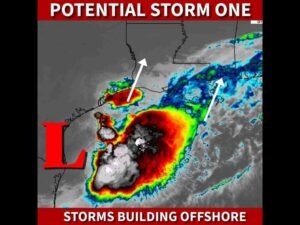 Potential Storm One Targeting Louisiana Mississippi and Alabama Tonight With Significant Flooding and 40 to 60 MPH Tropical Force Wind Gusts