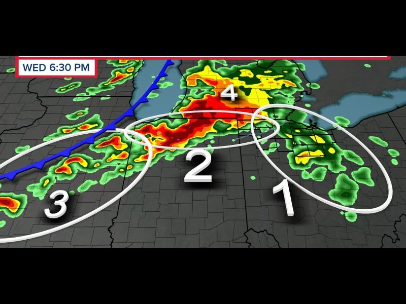 Severe Weather Window Moved Up to 7PM Through 1AM Across Northwest Ohio as Multiple Storm Zones Track Through the Region Wednesday Evening