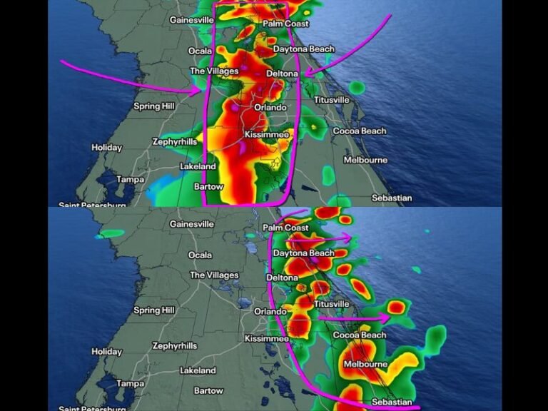 Storms Targeting Orlando and Central Florida Saturday With 3 Inch Rainfall Possible Before Sunday Storms Shift to Daytona Beach and Cocoa Beach
