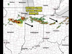 Strong to Severe Storms Sweep Southeast Across Northern Illinois and Indiana Saturday Morning With Additional Round of Severe Weather Likely This Evening