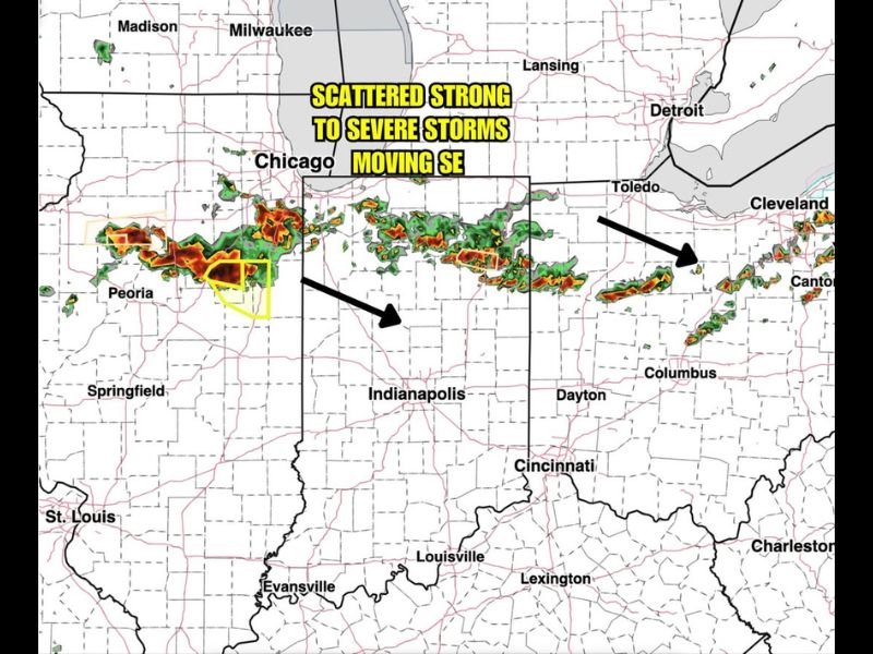 Strong to Severe Storms Sweep Southeast Across Northern Illinois and Indiana Saturday Morning With Additional Round of Severe Weather Likely This Evening