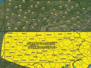 Strong to Severe Thunderstorms With Damaging Winds Threatening All of Pennsylvania Thursday as Heat Index Values Reach the Low 100s and Highs Climb to 97 Degrees