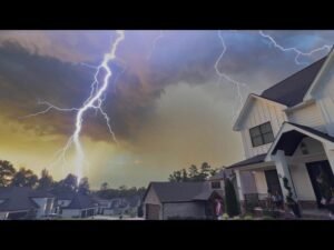 Strong to Severe Thunderstorms With Large Hail and Dangerous Lightning Strike West Little Rock Arkansas as Storm Clusters Track Across the State This Evening