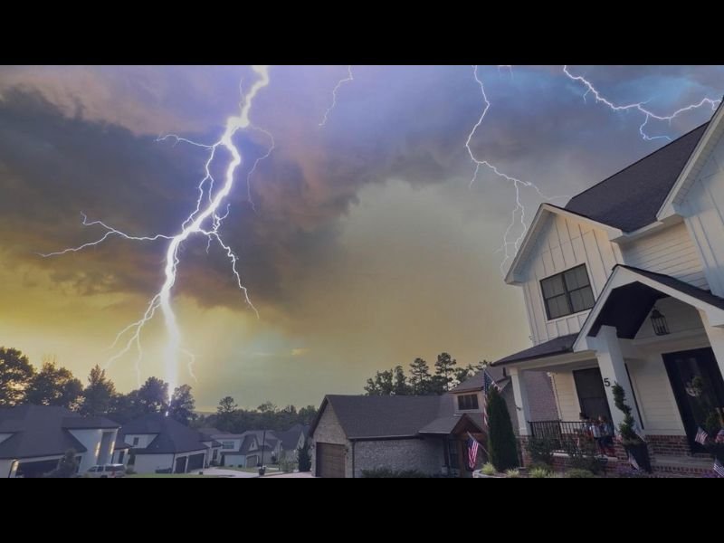 Strong to Severe Thunderstorms With Large Hail and Dangerous Lightning Strike West Little Rock Arkansas as Storm Clusters Track Across the State This Evening