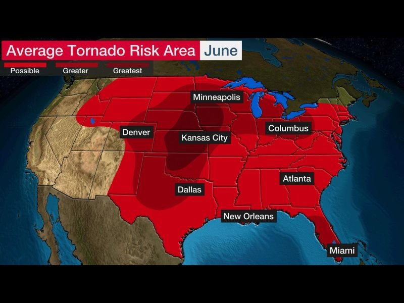 Tornado Alley Shifts North in June as Central and Northern Great Plains Become the Primary Severe Weather Target With Super High CAPE Values Expected