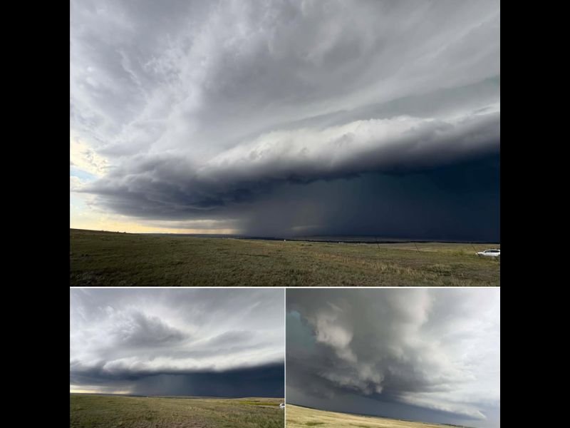Tornado Warned Supercell Captured Between Kiowa and Limon Colorado Displaying Massive Wall Cloud and Powerful Rotating Structure Across the Eastern Plains