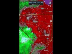Tornado Warning Issued for Mineral Wells Texas as Rotating Storm Tracks Through Palo Pinto County Friday Morning Prompting Shelter Now Alert