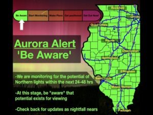 Triple CME Strike Could Bring Northern Lights Visible Across All of Illinois Including Chicago Springfield and Peoria During G2 to G4 Geomagnetic Storm Tonight