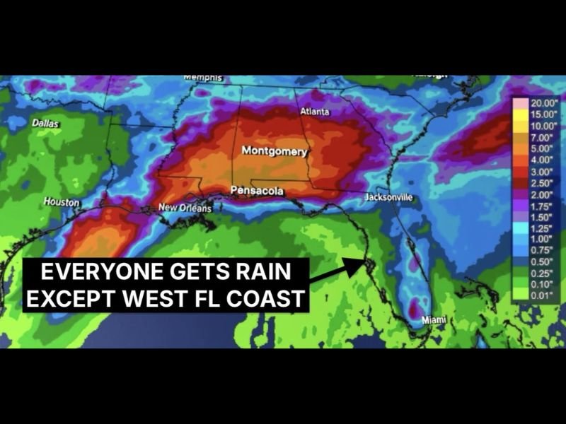 Tropical System Dumps Over 5 Inches on the Florida Panhandle and Alabama Over the Next 5 Days While the West Florida Coast Stays Dry