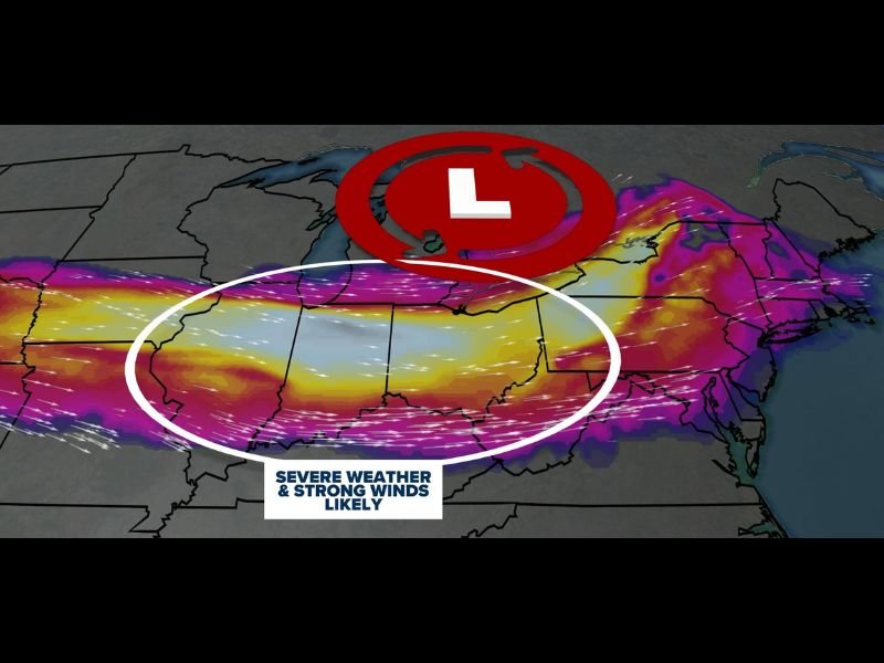 Unusually Strong Jet Stream Brings Severe Weather and Strong Winds to the Southern Great Lakes and Ohio Valley Wednesday Night Into Thursday in a Rare Winter Like June Setup